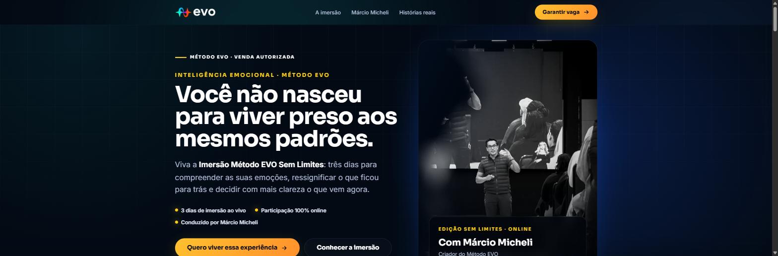 Tela inicial do projeto Evo Sem Limites